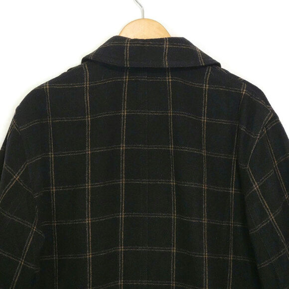 Vince Wool Cashmere Plaid Padded Shirt Jacket Shacket Black Tan Button Down XL - Picture 11 of 16